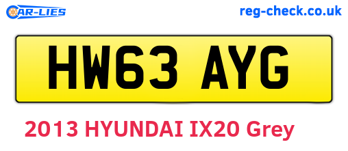 HW63AYG are the vehicle registration plates.