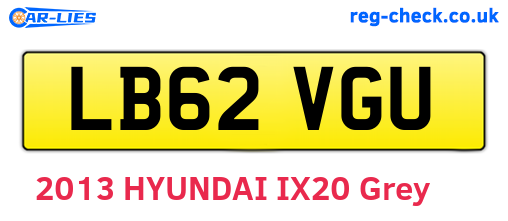 LB62VGU are the vehicle registration plates.