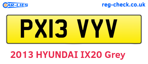 PX13VYV are the vehicle registration plates.