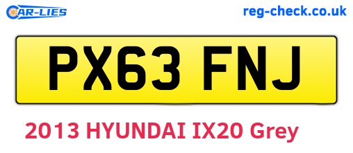 PX63FNJ are the vehicle registration plates.