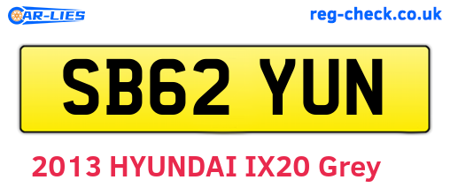 SB62YUN are the vehicle registration plates.