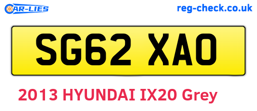SG62XAO are the vehicle registration plates.