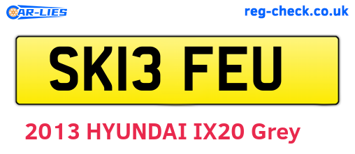 SK13FEU are the vehicle registration plates.
