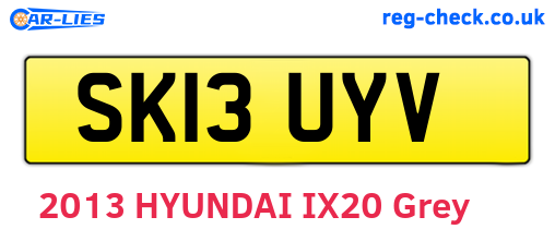 SK13UYV are the vehicle registration plates.
