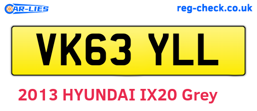 VK63YLL are the vehicle registration plates.