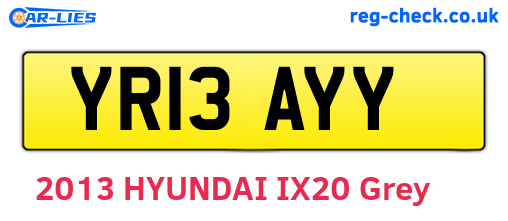 YR13AYY are the vehicle registration plates.