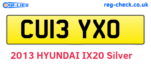CU13YXO are the vehicle registration plates.