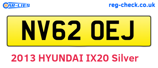 NV62OEJ are the vehicle registration plates.