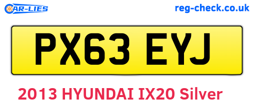 PX63EYJ are the vehicle registration plates.