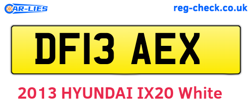 DF13AEX are the vehicle registration plates.