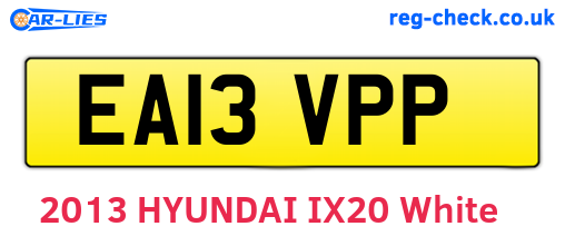 EA13VPP are the vehicle registration plates.