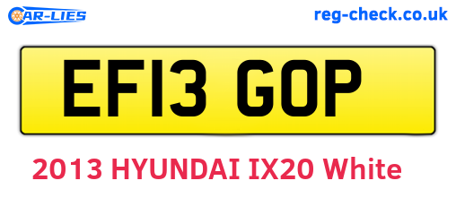 EF13GOP are the vehicle registration plates.