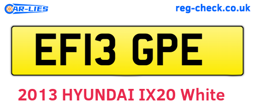 EF13GPE are the vehicle registration plates.