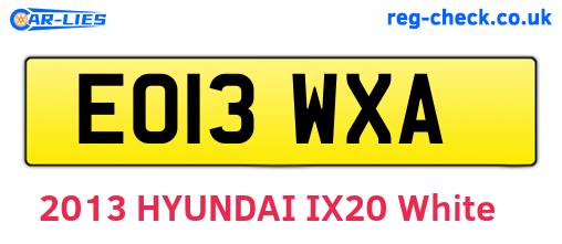 EO13WXA are the vehicle registration plates.