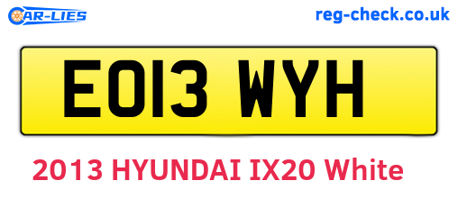 EO13WYH are the vehicle registration plates.