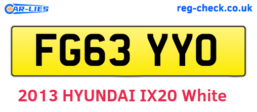FG63YYO are the vehicle registration plates.