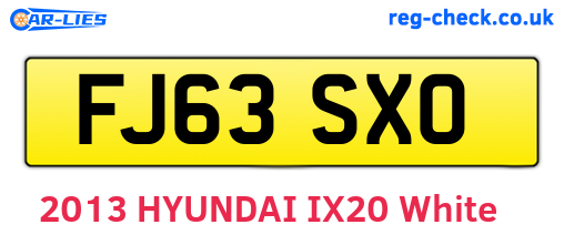FJ63SXO are the vehicle registration plates.