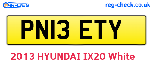 PN13ETY are the vehicle registration plates.