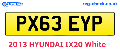 PX63EYP are the vehicle registration plates.