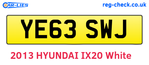 YE63SWJ are the vehicle registration plates.