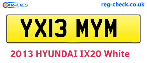 YX13MYM are the vehicle registration plates.