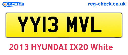 YY13MVL are the vehicle registration plates.