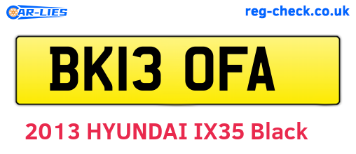 BK13OFA are the vehicle registration plates.