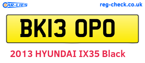 BK13OPO are the vehicle registration plates.