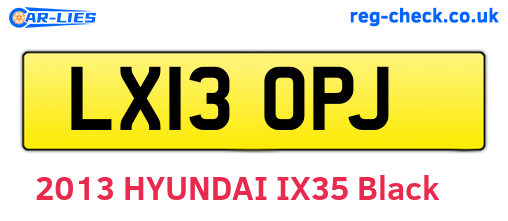 LX13OPJ are the vehicle registration plates.
