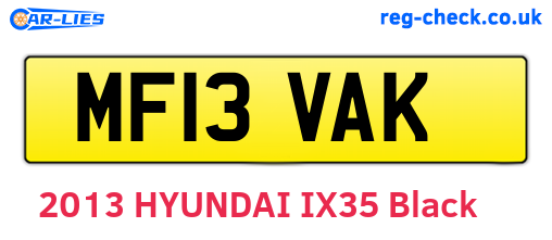MF13VAK are the vehicle registration plates.