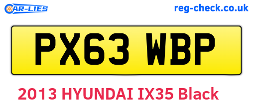 PX63WBP are the vehicle registration plates.