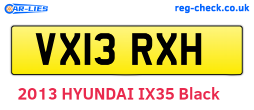 VX13RXH are the vehicle registration plates.