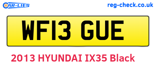 WF13GUE are the vehicle registration plates.