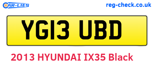 YG13UBD are the vehicle registration plates.