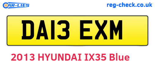 DA13EXM are the vehicle registration plates.