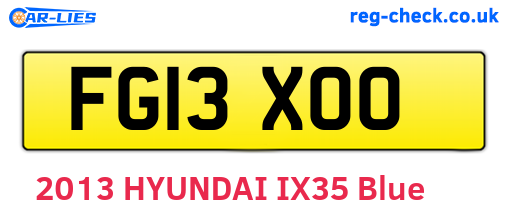 FG13XOO are the vehicle registration plates.