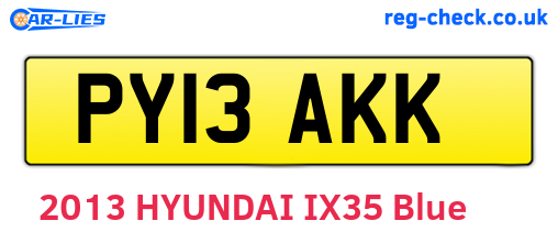 PY13AKK are the vehicle registration plates.