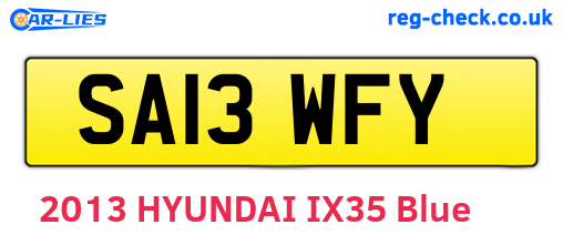 SA13WFY are the vehicle registration plates.