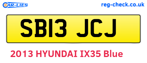 SB13JCJ are the vehicle registration plates.
