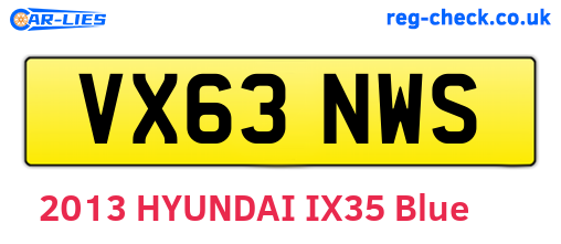 VX63NWS are the vehicle registration plates.