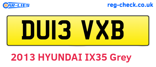 DU13VXB are the vehicle registration plates.