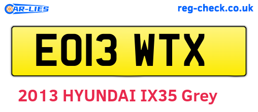 EO13WTX are the vehicle registration plates.