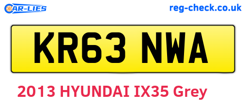 KR63NWA are the vehicle registration plates.