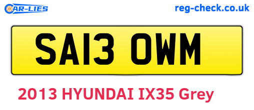 SA13OWM are the vehicle registration plates.