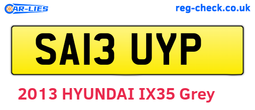 SA13UYP are the vehicle registration plates.