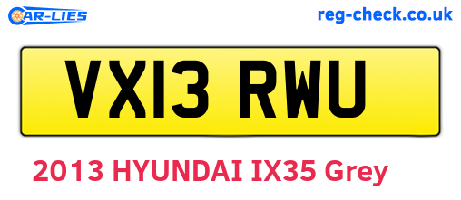 VX13RWU are the vehicle registration plates.