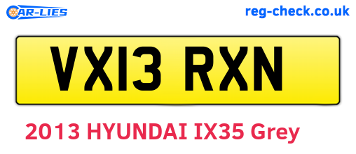 VX13RXN are the vehicle registration plates.