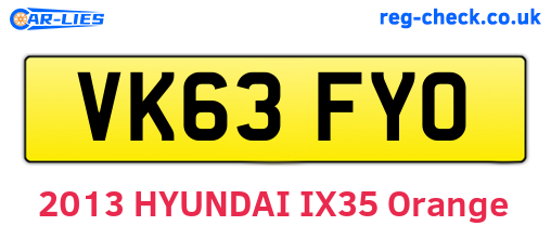 VK63FYO are the vehicle registration plates.