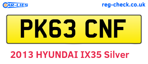 PK63CNF are the vehicle registration plates.