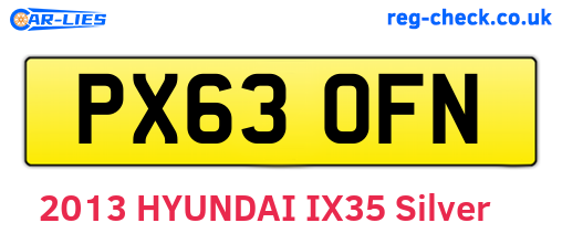 PX63OFN are the vehicle registration plates.